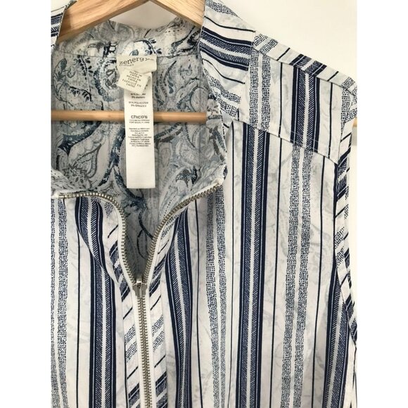Chicos 3 zenergy Neema Reversible Vest Blue striped paisley womens size XL - Picture 12 of 14